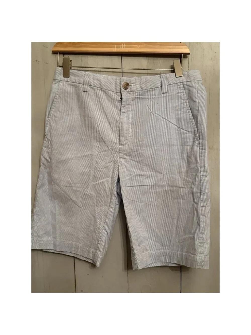 Vineyard Vines Boys Blue Striped Cotton Seersucker Bermuda Chino Shorts Sz-18